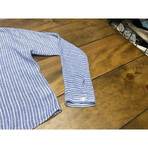 RAILS Womens Medium Val Belmont Stripe Shirt Tie Front Linen Blend Top Blouse - Picture 7 of 14